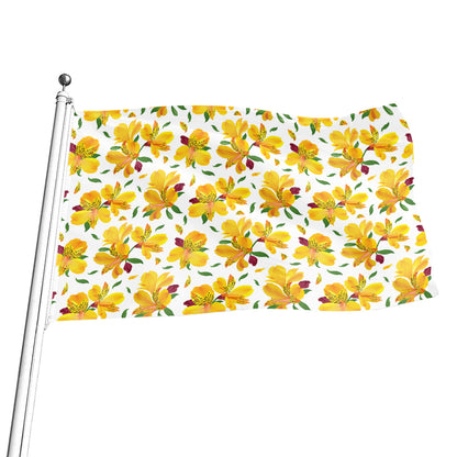 Yellow Alstroemeria Pattern Print Flag