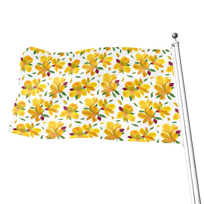 Yellow Alstroemeria Pattern Print Flag