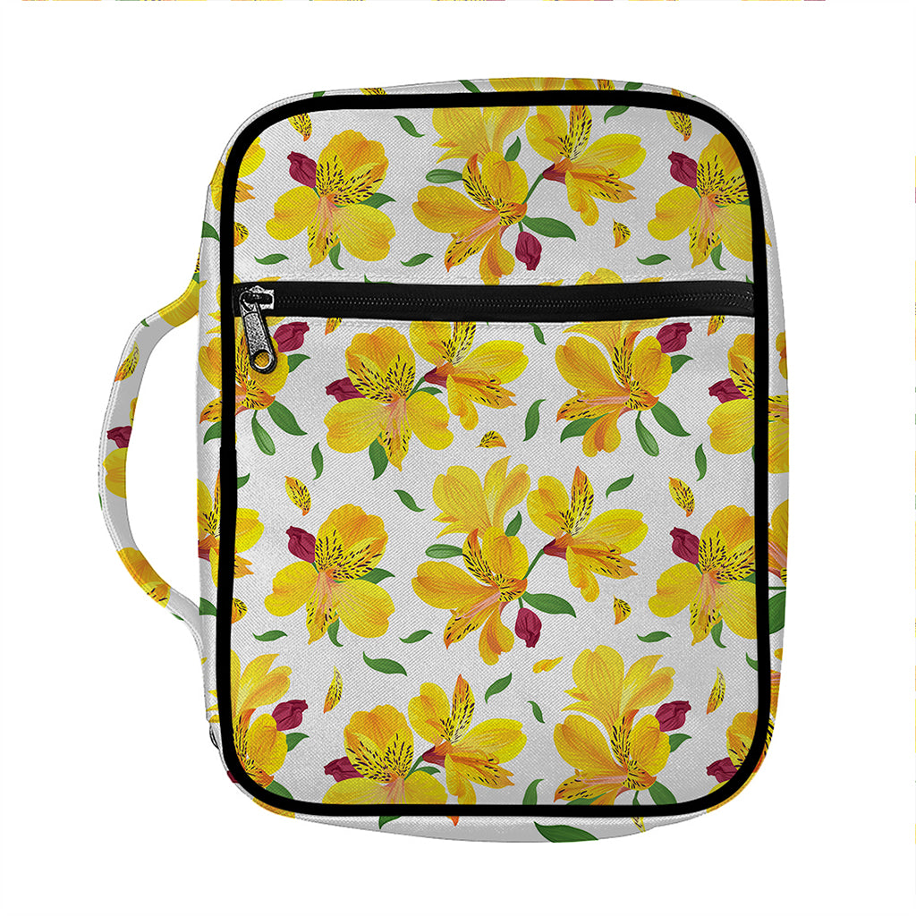 Yellow Alstroemeria Pattern Print Front Pocket Bible Bag