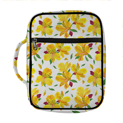 Yellow Alstroemeria Pattern Print Front Pocket Bible Bag