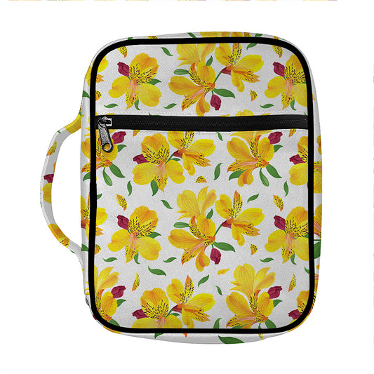Yellow Alstroemeria Pattern Print Front Pocket Bible Bag
