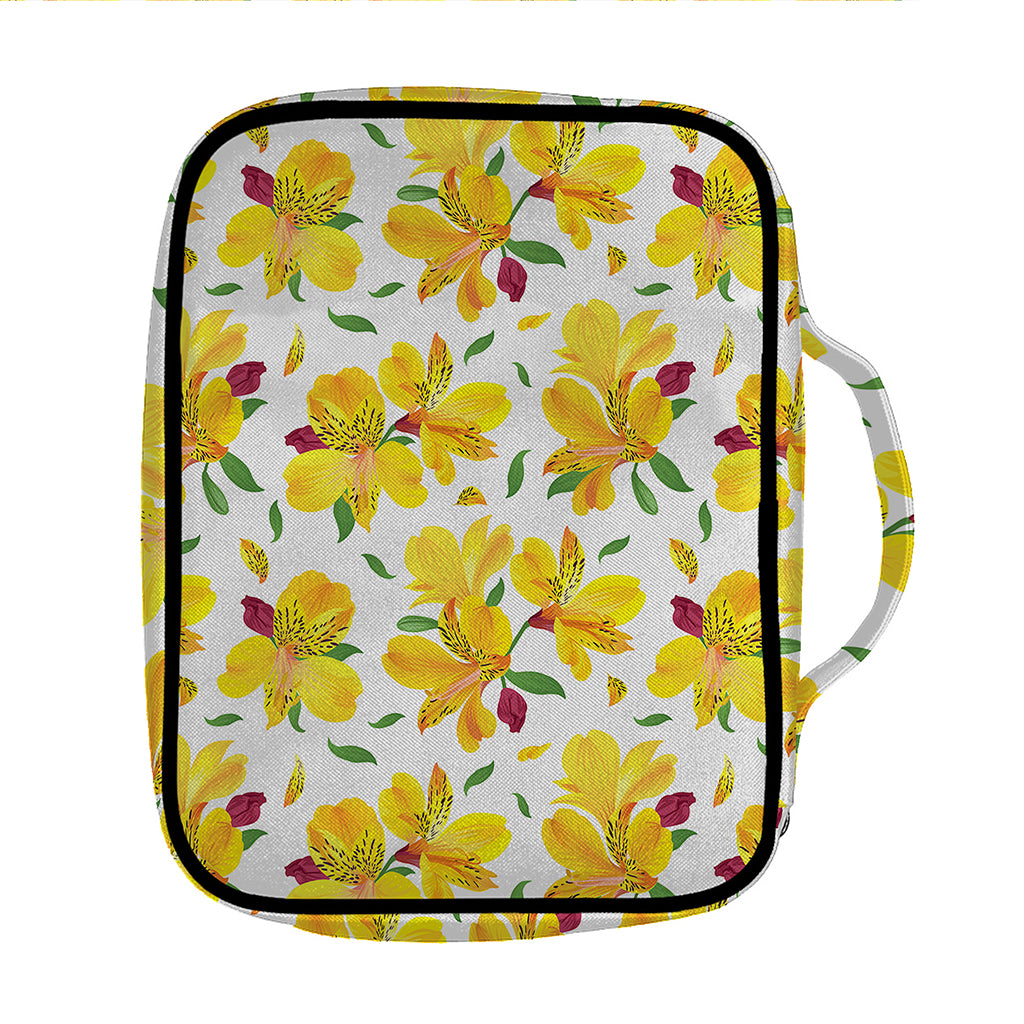 Yellow Alstroemeria Pattern Print Front Pocket Bible Bag