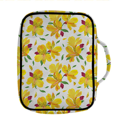 Yellow Alstroemeria Pattern Print Front Pocket Bible Bag