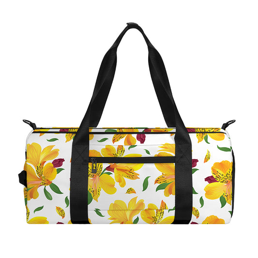 Yellow Alstroemeria Pattern Print Gym Bag