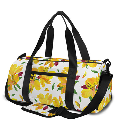 Yellow Alstroemeria Pattern Print Gym Bag
