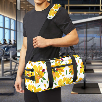 Yellow Alstroemeria Pattern Print Gym Bag