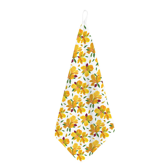Yellow Alstroemeria Pattern Print Hand Towel