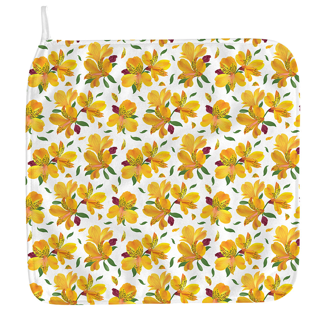 Yellow Alstroemeria Pattern Print Hand Towel