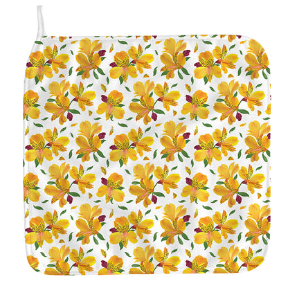 Yellow Alstroemeria Pattern Print Hand Towel
