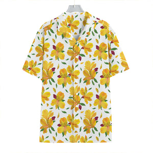 Yellow Alstroemeria Pattern Print Hawaiian Shirt