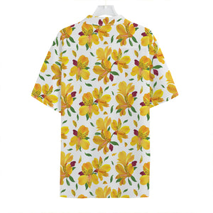 Yellow Alstroemeria Pattern Print Hawaiian Shirt