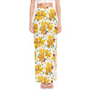 Yellow Alstroemeria Pattern Print High Slit Maxi Skirt