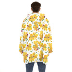 Yellow Alstroemeria Pattern Print Hoodie Blanket