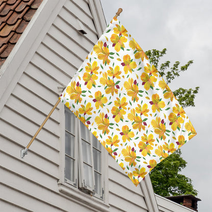 Yellow Alstroemeria Pattern Print House Flag