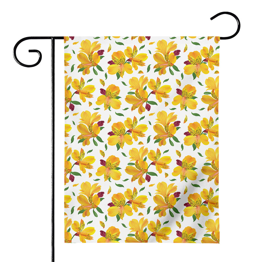 Yellow Alstroemeria Pattern Print House Flag