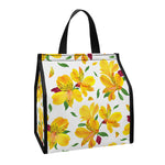 Yellow Alstroemeria Pattern Print Insulated Lunch Tote