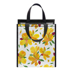 Yellow Alstroemeria Pattern Print Insulated Lunch Tote
