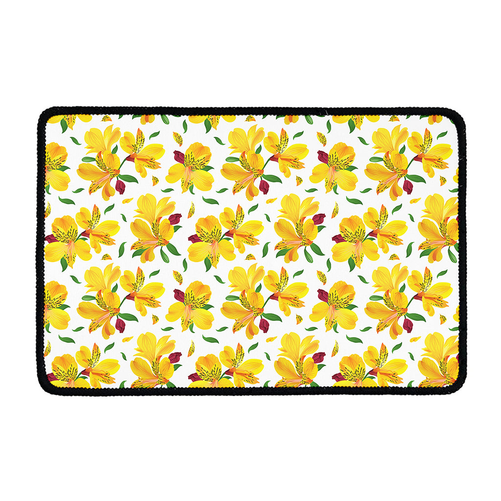 Yellow Alstroemeria Pattern Print Kitchen Mat