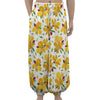 Yellow Alstroemeria Pattern Print Lantern Pants