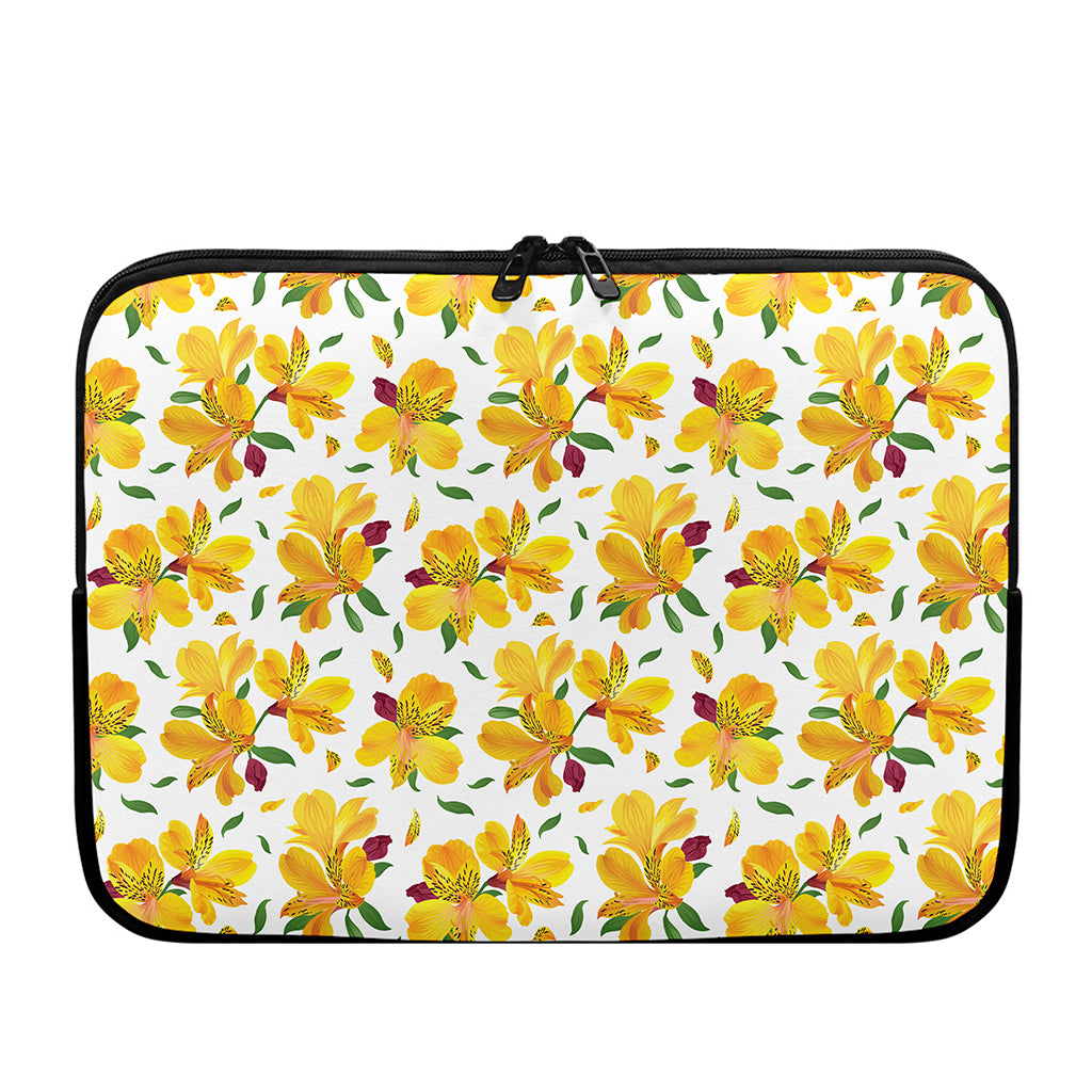 Yellow Alstroemeria Pattern Print Laptop Sleeve