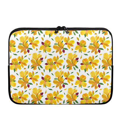 Yellow Alstroemeria Pattern Print Laptop Sleeve