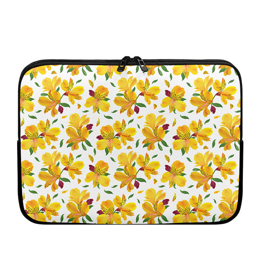 Yellow Alstroemeria Pattern Print Laptop Sleeve
