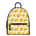 Yellow Alstroemeria Pattern Print Leather Backpack