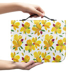 Yellow Alstroemeria Pattern Print Leather Bible Cover