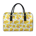 Yellow Alstroemeria Pattern Print Leather Duffel Bag