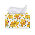 Yellow Alstroemeria Pattern Print Leather Tissue Box Cover