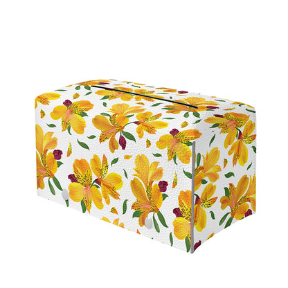 Yellow Alstroemeria Pattern Print Leather Tissue Box Cover