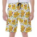 Yellow Alstroemeria Pattern Print Men's Beach Shorts