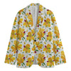 Yellow Alstroemeria Pattern Print Men's Blazer