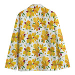 Yellow Alstroemeria Pattern Print Men's Blazer