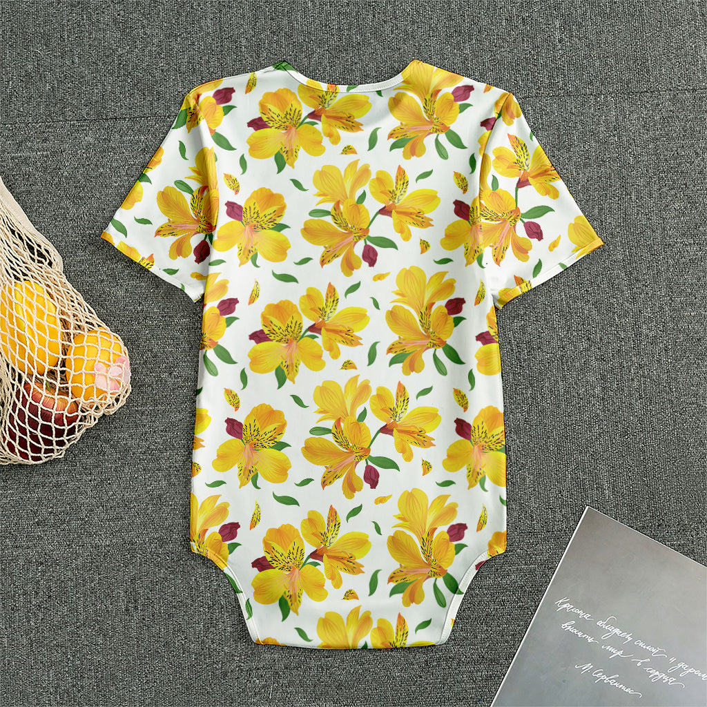 Yellow Alstroemeria Pattern Print Men's Bodysuit