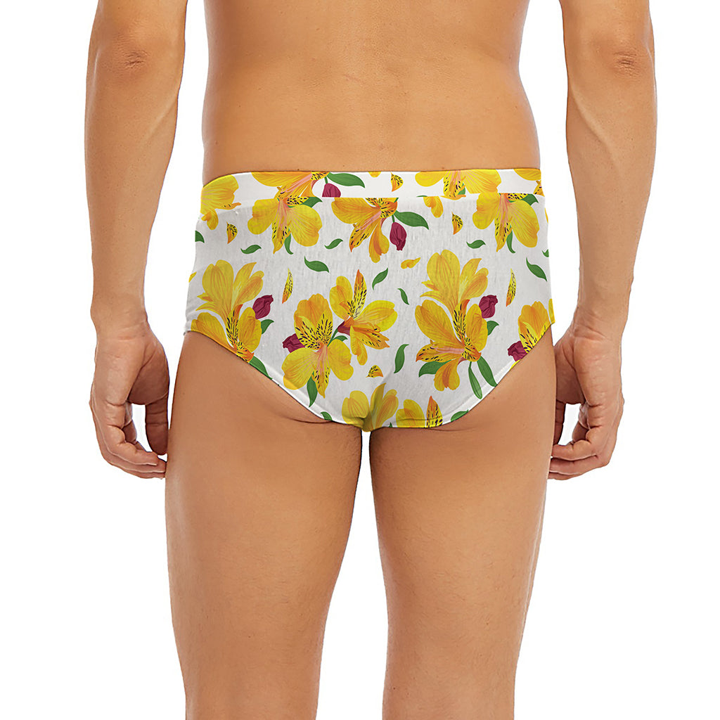 Yellow Alstroemeria Pattern Print Men's Briefs