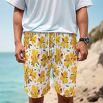 Yellow Alstroemeria Pattern Print Men's Cargo Shorts