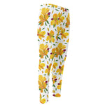 Yellow Alstroemeria Pattern Print Men's Compression Pants