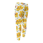 Yellow Alstroemeria Pattern Print Men's Compression Pants