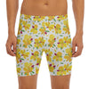 Yellow Alstroemeria Pattern Print Men's Long Boxer Briefs