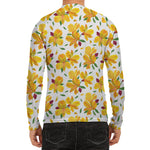 Yellow Alstroemeria Pattern Print Men's Long Sleeve Rash Guard