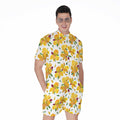 Yellow Alstroemeria Pattern Print Men's Romper