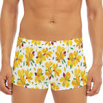 Yellow Alstroemeria Pattern Print Men's Short Boxer Briefs