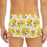 Yellow Alstroemeria Pattern Print Men's Short Boxer Briefs