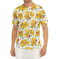 Yellow Alstroemeria Pattern Print Men's Short Sleeve Rash Guard