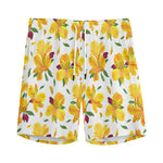 Yellow Alstroemeria Pattern Print Men's Sports Shorts