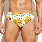 Yellow Alstroemeria Pattern Print Men's Swim Briefs