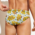 Yellow Alstroemeria Pattern Print Men's Swim Briefs