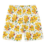 Yellow Alstroemeria Pattern Print Men's Swim Trunks