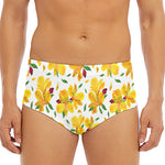 Yellow Alstroemeria Pattern Print Men's Triangle Swim Briefs